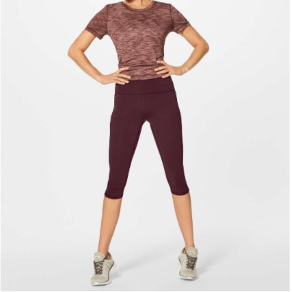 Lululemon Train Times Crop (17”) – Size 8 – Black Cherry or Garnet - Picture 3 of 11